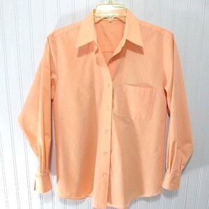Foxcroft Cotton Blend Wrinkle-Free Button Down Dress Shirt, Peach, Size 6